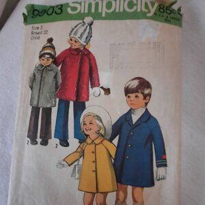 Simplicity sewing pattern, 1972, child's coat